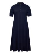 Cotton-Blend Polo Dress Knælang Kjole Navy Lauren Women