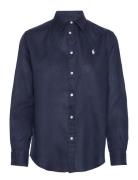 Relaxed Fit Linen Shirt Tops Shirts Long-sleeved Navy Polo Ralph Lauren