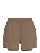Nwlfast 2In1 Zip Pocket Shorts W Sport Shorts Sport Shorts Brown Newline