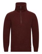 Sweater Zip-Up Collar Héritage Tops Knitwear Half Zip Jumpers Burgundy Armor Lux