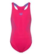 Girl's Arena Reflecting Swimsuit Swim Pro Back Nav Badedragt Badetøj Pink Arena