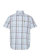 Linen Check Short Sleeve Shirt Tops Shirts Short-sleeved Blue Lyle & Scott