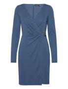 Ring-Trim Stretch Jersey Cocktail Dress Kort Kjole Blue Lauren Ralph Lauren