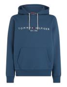 Tommy Logo Hoody Tops Sweatshirts & Hoodies Hoodies Blue Tommy Hilfiger