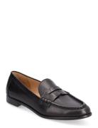 Wynnie Burnished Leather Loafer Loafers Flade Sko Black Lauren Ralph Lauren