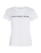 Core Instit Logo Slim Fit Tee Tops T-shirts & Tops Short-sleeved White Calvin Klein Jeans