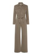 Denim Jumpsuit Belt Bottoms Jumpsuits Khaki Green Mango