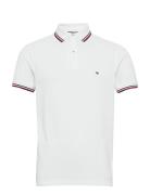 Core Tommy Tipped Slim Polo Tops Polos Short-sleeved White Tommy Hilfiger