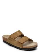 Slhbastian Suede Strap Slider B Shoes Summer Shoes Sandals Brown Selected Homme