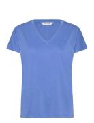 Mschfenya Modal V Neck Tee Tops T-shirts & Tops Short-sleeved Blue MSCH Copenhagen