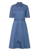 Belted Cotton-Blend Shirtdress Designers Knee-length & Midi Blue Lauren Ralph Lauren