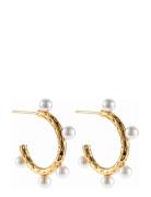 Palma Hoop 5 Pearls Accessories Jewellery Earrings Hoops Gold By Jolima