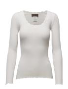 Rwbabette Ls U-Neck Lace T-Shirt Tops T-shirts & Tops Long-sleeved White Rosemunde