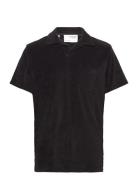 Slhrelax-Terry Ss Resort Polo Ex Tops Polos Short-sleeved Black Selected Homme