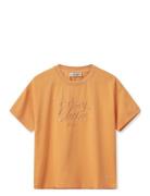 Mmcacho O-Ss Embroidery Tee Tops T-shirts & Tops Short-sleeved Orange MOS MOSH