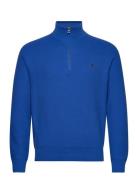 Mesh-Knit Cotton Quarter-Zip Sweater Tops Knitwear Half Zip Jumpers Blue Polo Ralph Lauren