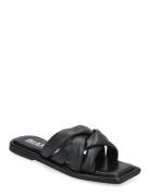 Bialillie Padded Cross Slide Smooth Leather Flade Sandaler Black Bianco