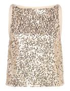 Net Sequins Boatneck Top Tops Blouses Sleeveless Beige ROTATE Birger Christensen