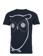 Aop Owl Tee - Gots/Vegan Tops T-Kortærmet Skjorte Black Knowledge Cotton Apparel