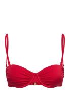 Ruched Bikini Bra Swimwear Bikinis Bikini Tops Bandeau Bikinitops Red Gina Tricot