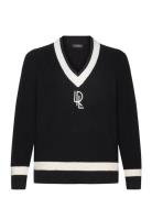 Cable-Knit Cotton Cricket Sweater Tops Knitwear Jumpers Black Lauren Women