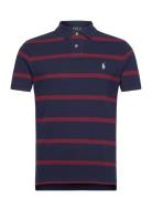 Custom Slim Fit Striped Mesh Polo Shirt Tops Polos Short-sleeved Navy Polo Ralph Lauren