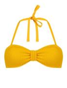 Crinkle Bandeau Swimwear Bikinis Bikini Tops Bandeau Bikinitops Yellow Hunkemöller