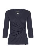 Stretch Jersey Top Tops T-shirts & Tops Long-sleeved Navy Lauren Ralph Lauren