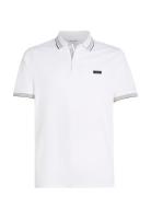 Stretch Pique Multi Tipping Polo Tops Polos Short-sleeved White Calvin Klein