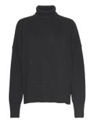 Chunky Roll Neck Sweater Tops Knitwear Turtleneck Black Davida Cashmere