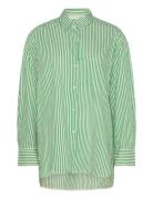 Tan - Daily Classic Stripe Tops Shirts Long-sleeved Green Day Birger Et Mikkelsen