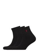 Quarter Sock 3-Pack Ankelstrømper Korte Strømper Black Polo Ralph Lauren Underwear