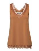 Rwbillie Sl Lace V-Neck Top Tops T-shirts & Tops Sleeveless Brown Rosemunde