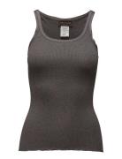 Rwbelle U-Neck Strap Elastic Top Tops T-shirts & Tops Sleeveless Grey Rosemunde