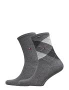 Th Women Check Sock 2P Lingerie Socks Regular Socks Grey Tommy Hilfiger