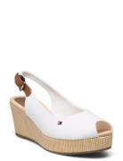 Iconic Elba Sling Back Wedge Sko Med Kilehæl White Tommy Hilfiger