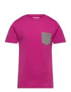 Myske Wool Youth Tee Navy Mel/Solidgrey 128 Sport T-Kortærmet Skjorte Purple Bergans