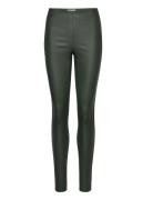 Objbelle Mw Coated Leggings Noos Bottoms Trousers Leather Leggings-Bukser Khaki Green Object