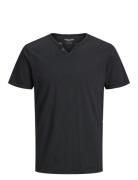 Jjesplit Neck Tee Ss Noos Tops T-Kortærmet Skjorte Black Jack & J S