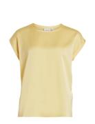 Viellette S/S Satin Top - Noos Tops T-shirts & Tops Short-sleeved Yellow Vila