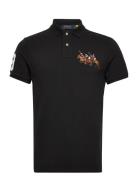 Custom Slim Fit Triple-Pony Polo Shirt Tops Polos Short-sleeved Black Polo Ralph Lauren