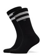 Ck Men Sock 2P Stripes Underwear Socks Regular Socks Black Calvin Klein