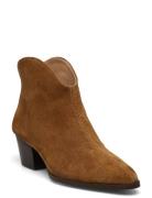 Booties - Block Heel - With Elas Shoes Boots Ankle Boots Ankle Boots With Heel Brown ANGULUS