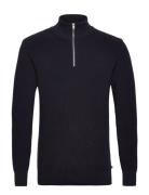 Mario Half Zip Tops Knitwear Half Zip Jumpers Navy Clean Cut Copenhagen