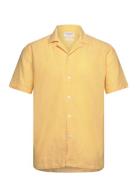 Casual Linen Blend Resort S/S Tops Shirts Short-sleeved Yellow Lindbergh