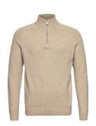 Onsedward Reg 7 Wool Half Zip Knit Tops Knitwear Half Zip Jumpers Beige ONLY & SONS