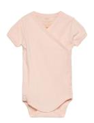 Baby Rib Jersey Body Crossover W. Ss Bodies Wrap Bodies Pink Copenhagen Colors