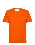 Slfessential Ss V-Neck Tee Noos Tops T-shirts & Tops Short-sleeved Orange Selected Femme