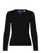 Cable-Knit Cotton V-Neck Sweater Tops Knitwear Jumpers Black Polo Ralph Lauren