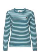 Moa Stripe Long Sleeve Gots Tops T-shirts & Tops Long-sleeved Blue Double A By Wood Wood